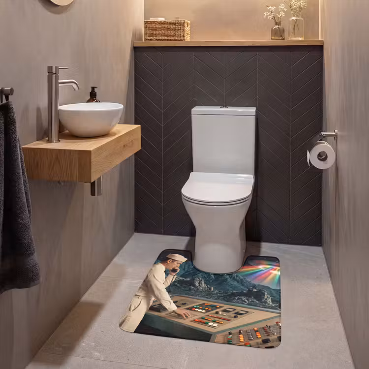 WC Mat - Man - Control Room - Beach - Man - Controlekamer - Strand WCmat U-uitsnede middel