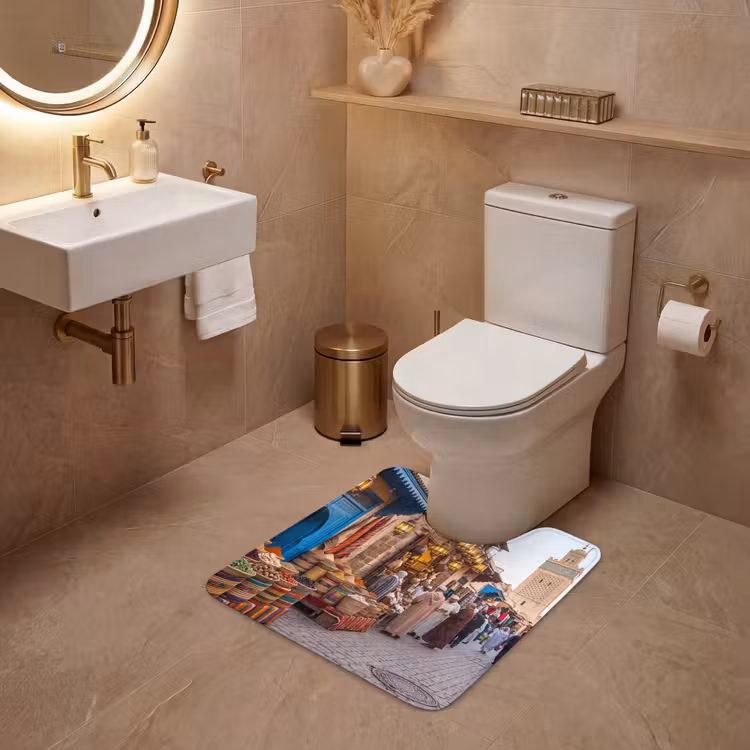 WC Mat - Market - Oriental - Colorful - Markt - Oosters - Kleurrijk WCmat U-uitsnede middel