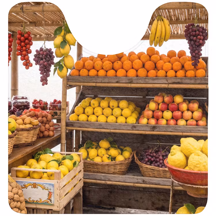 WC Mat - Market Stall - Fruit - Fresh - Marktkraam - Fruit - Vers WCmat U-uitsnede middel