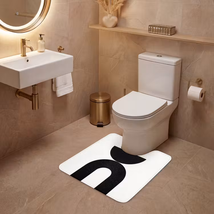 WC Mat - Minimalist - Art - White - Minimalistisch - Kunst - Wit WCmat U-uitsnede middel