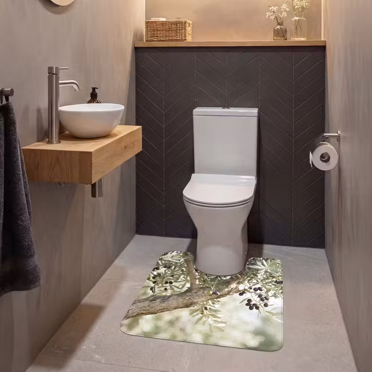 WC Mat - Olive tree - branch - green - Olijfboom - tak - groen WCmat U-uitsnede middel