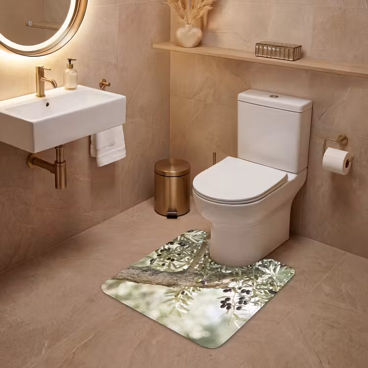 WC Mat - Olive tree - branch - green - Olijfboom - tak - groen WCmat U-uitsnede middel