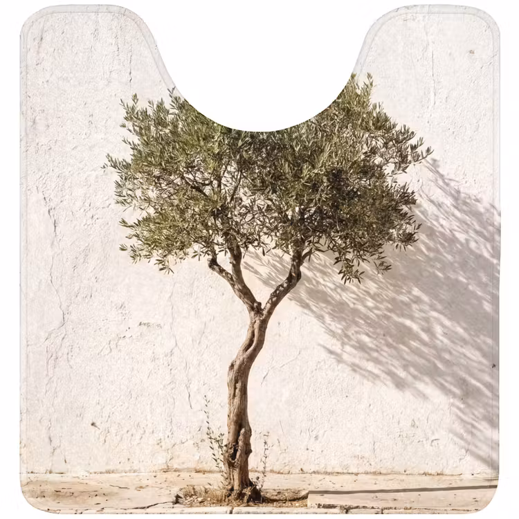 WC Mat - Olive Tree - Wall - White - Olijfboom - muur - wit WCmat U-uitsnede middel