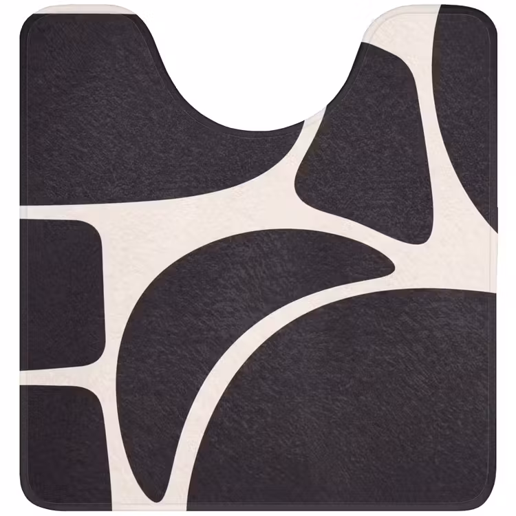WC Mat - Pattern - Organic - Black - Patroon - Organisch - Zwart WCmat U-uitsnede middel