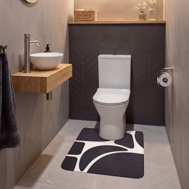 WC Mat - Pattern - Organic - Black - Patroon - Organisch - Zwart WCmat U-uitsnede middel