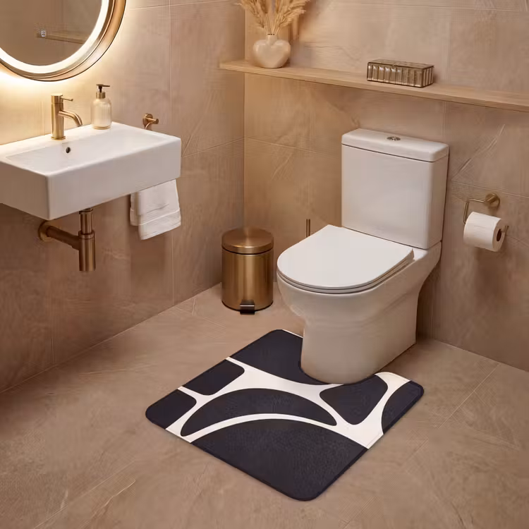 WC Mat - Pattern - Organic - Black - Patroon - Organisch - Zwart WCmat U-uitsnede middel