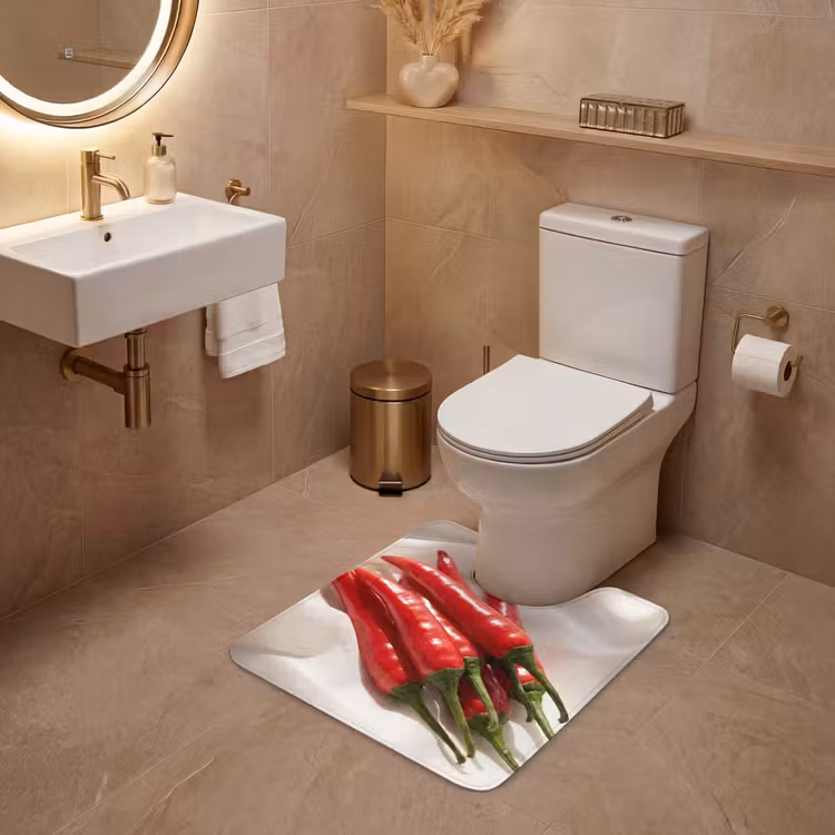 WC Mat - Pepper - Red - Food - Peper - Rood - Eten WCmat U-uitsnede middel