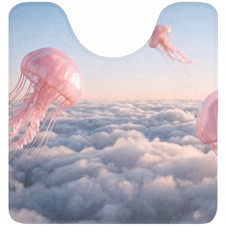 WC Mat - Pink Animal - Clouds - Roze dier - Wolken WCmat U-uitsnede middel