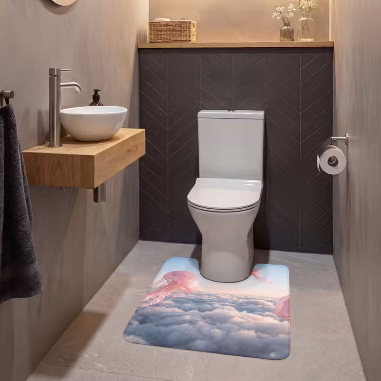 WC Mat - Pink Animal - Clouds - Roze dier - Wolken WCmat U-uitsnede middel