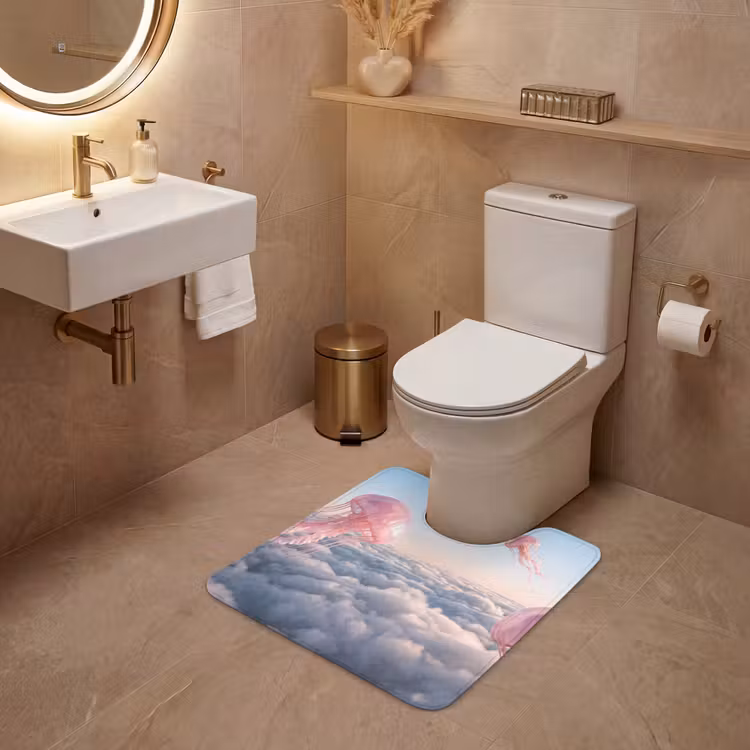 WC Mat - Pink Animal - Clouds - Roze dier - Wolken WCmat U-uitsnede middel