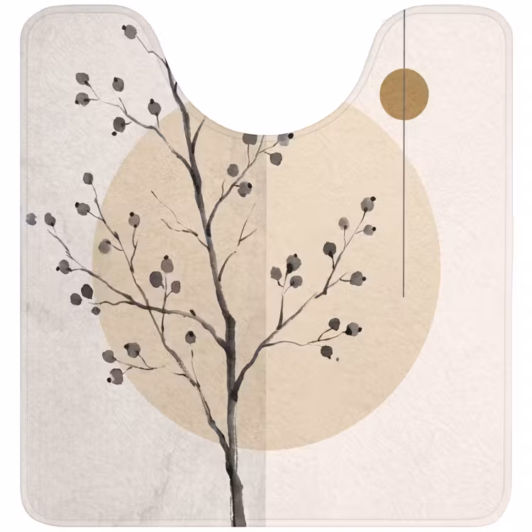 WC Mat - Plant - Abstract - Beige - Plant - Abstract - Beige WCmat U-uitsnede middel
