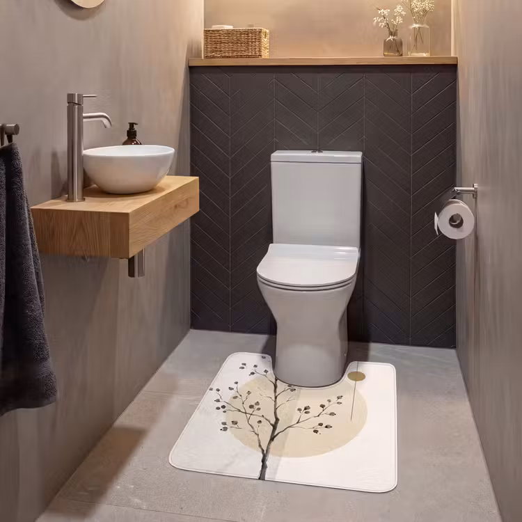 WC Mat - Plant - Abstract - Beige - Plant - Abstract - Beige WCmat U-uitsnede middel