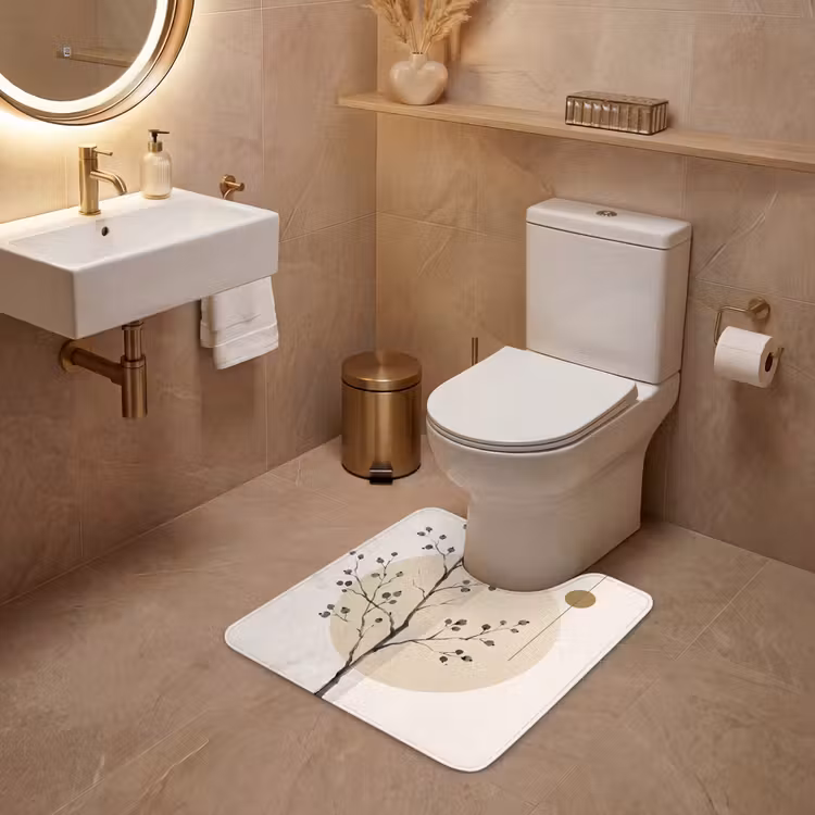 WC Mat - Plant - Abstract - Beige - Plant - Abstract - Beige WCmat U-uitsnede middel