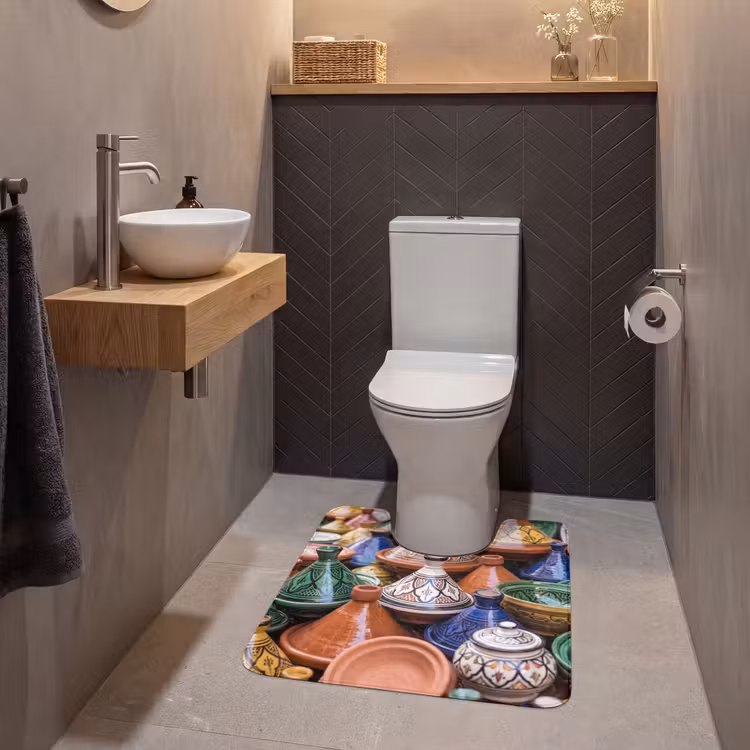 WC Mat - Pottery - Colorful - Pattern - Aardewerk - Kleurrijk - Patroon WCmat U-uitsnede middel