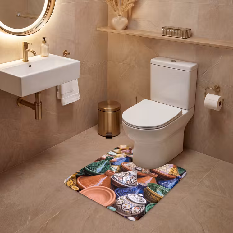 WC Mat - Pottery - Colorful - Pattern - Aardewerk - Kleurrijk - Patroon WCmat U-uitsnede middel