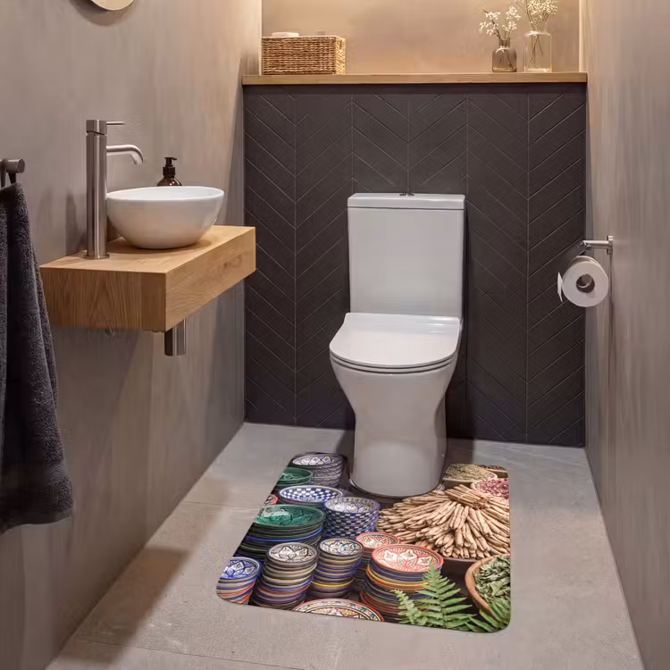 WC Mat - Pottery - Oriental - Colorful - Aardewerk - Oosters - Kleurrijk WCmat U-uitsnede middel