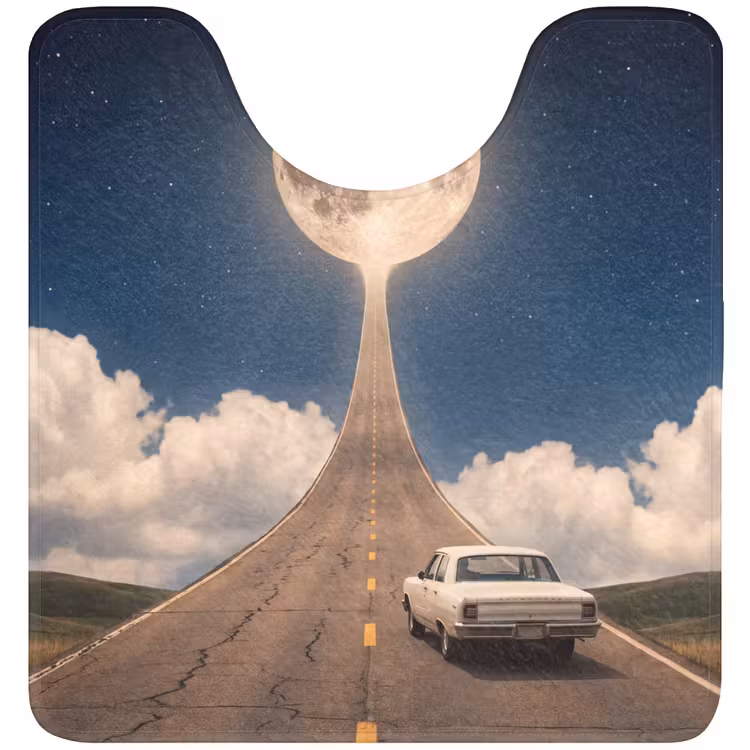 WC Mat - Road - Moon - Night - Weg - Maan - Nacht WCmat U-uitsnede middel