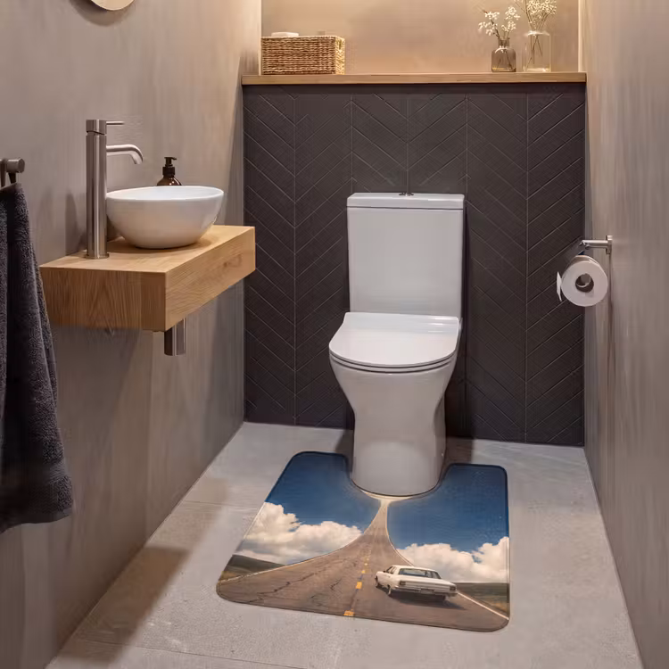 WC Mat - Road - Moon - Night - Weg - Maan - Nacht WCmat U-uitsnede middel
