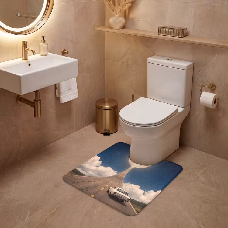 WC Mat - Road - Moon - Night - Weg - Maan - Nacht WCmat U-uitsnede middel