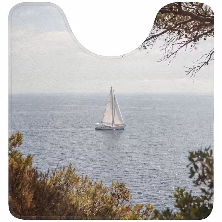 WC Mat - Sailboat - trees - water - Zeilboot - bomen - water WCmat U-uitsnede middel