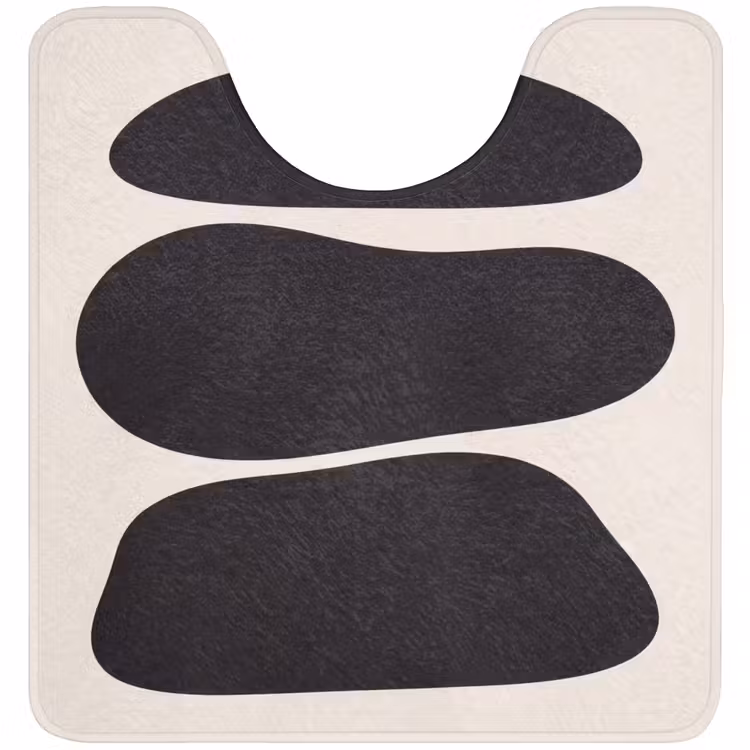 WC Mat - Shapes - Organic - Black - Vormen - Organisch - Zwart WCmat U-uitsnede middel