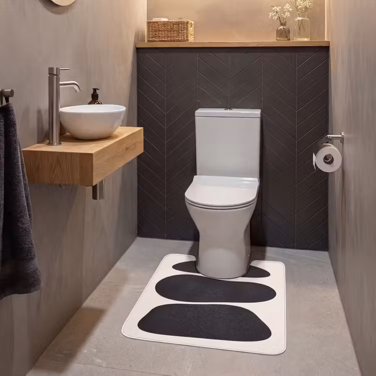 WC Mat - Shapes - Organic - Black - Vormen - Organisch - Zwart WCmat U-uitsnede middel