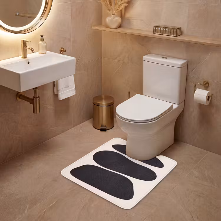 WC Mat - Shapes - Organic - Black - Vormen - Organisch - Zwart WCmat U-uitsnede middel
