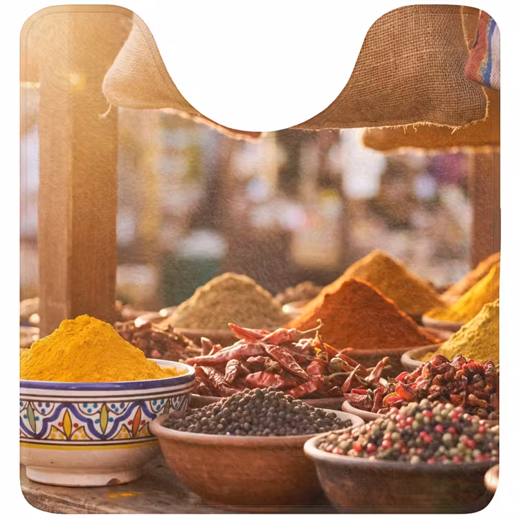 WC Mat - Spices - Market - Colorful - Specerijen - Markt - Kleurrijk WCmat U-uitsnede middel