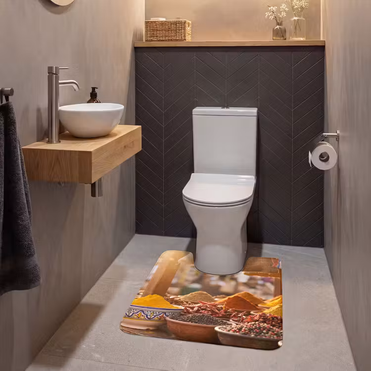 WC Mat - Spices - Market - Colorful - Specerijen - Markt - Kleurrijk WCmat U-uitsnede middel