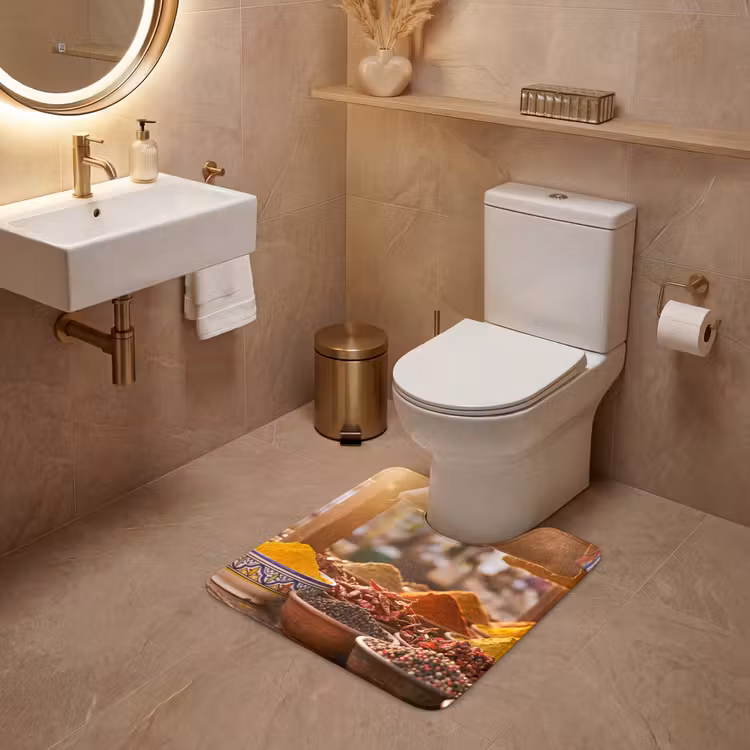 WC Mat - Spices - Market - Colorful - Specerijen - Markt - Kleurrijk WCmat U-uitsnede middel