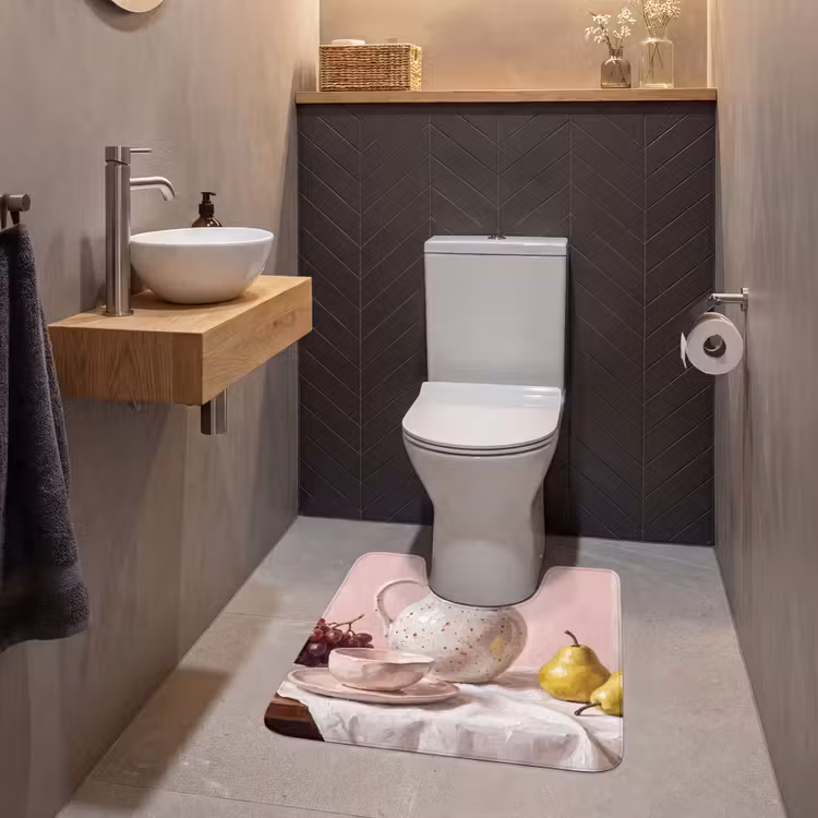 WC Mat - Still Life - Fruit - Pink - Stilleven - Fruit - Roze WCmat U-uitsnede middel