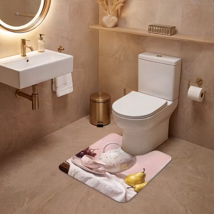 WC Mat - Still Life - Fruit - Pink - Stilleven - Fruit - Roze WCmat U-uitsnede middel
