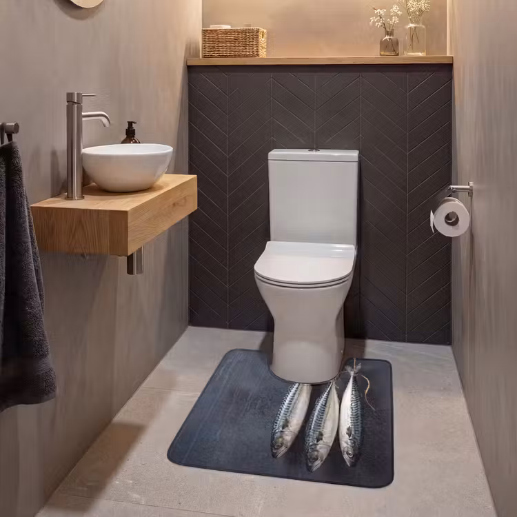 WC Mat - Three Fish - Rope - Drie vissen - Touw WCmat U-uitsnede middel