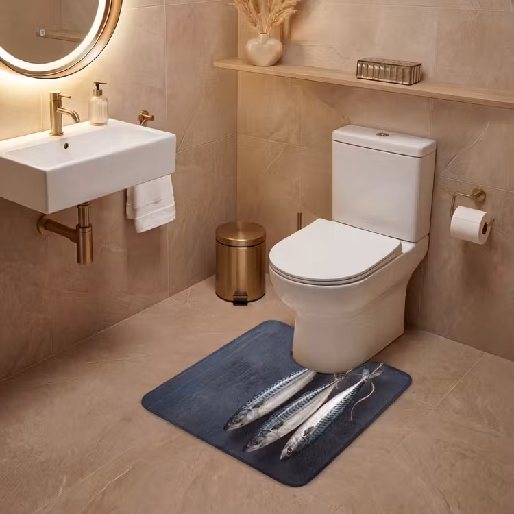 WC Mat - Three Fish - Rope - Drie vissen - Touw WCmat U-uitsnede middel