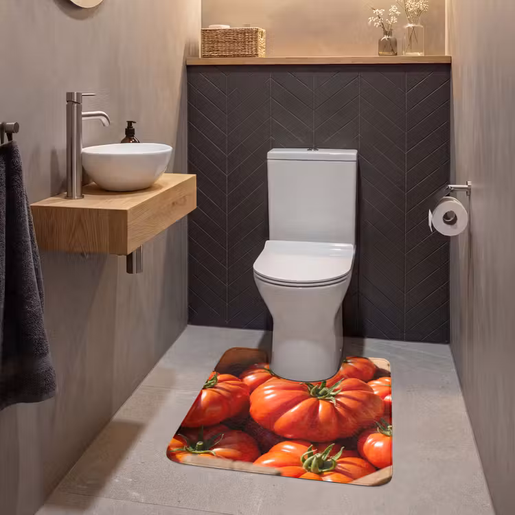 WC Mat - Tomato - Wooden - Crate - Tomaat - Houten - Kist WCmat U-uitsnede middel
