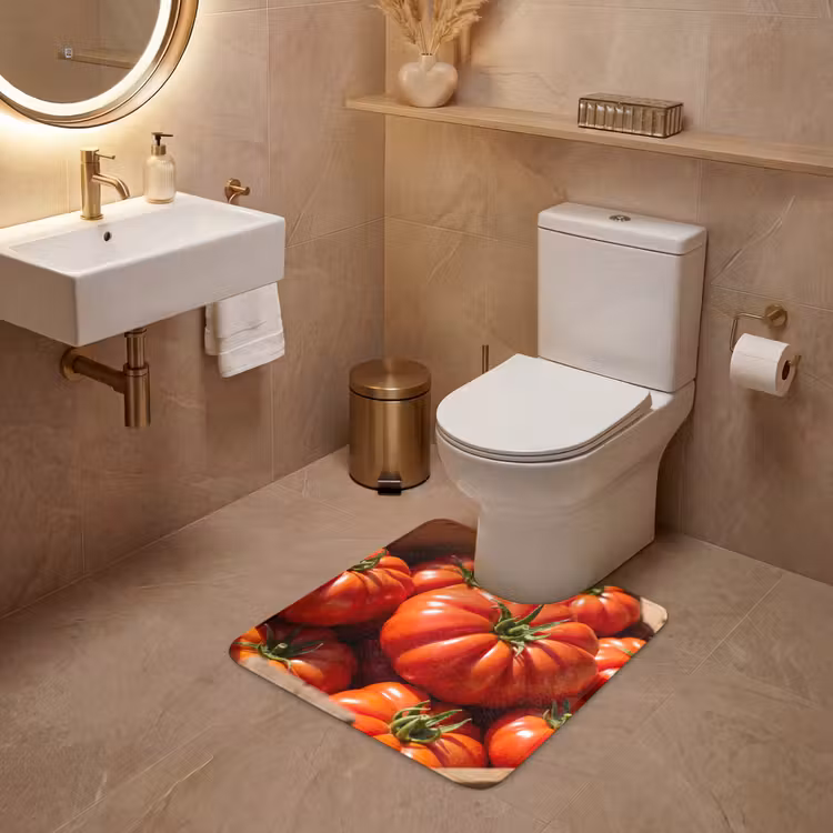WC Mat - Tomato - Wooden - Crate - Tomaat - Houten - Kist WCmat U-uitsnede middel