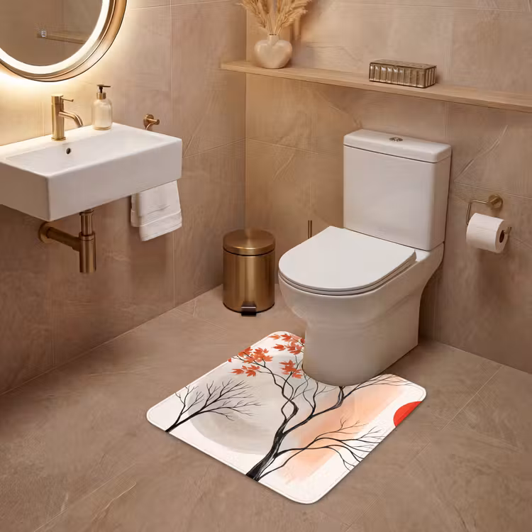 WC Mat - Tree - Red - Abstract - Boom - Rood - Abstract WCmat U-uitsnede middel