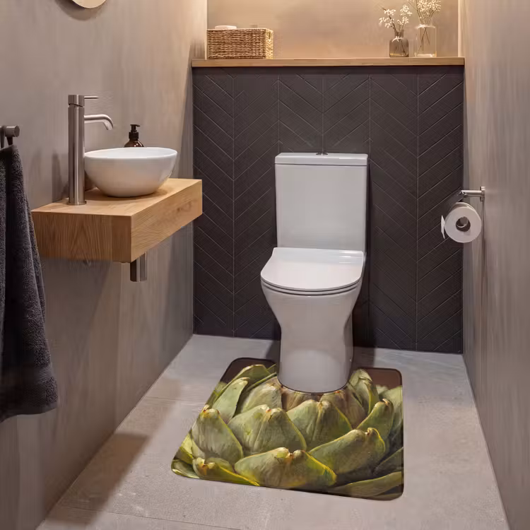 WC Mat - Vegetable - Artichoke - Green - Groente - Artisjok - Groen WCmat U-uitsnede middel