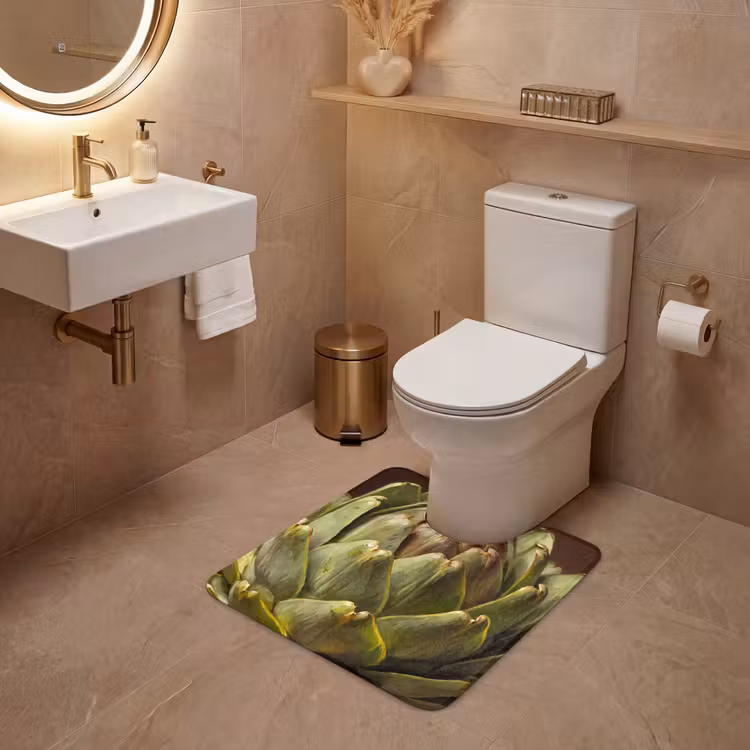 WC Mat - Vegetable - Artichoke - Green - Groente - Artisjok - Groen WCmat U-uitsnede middel