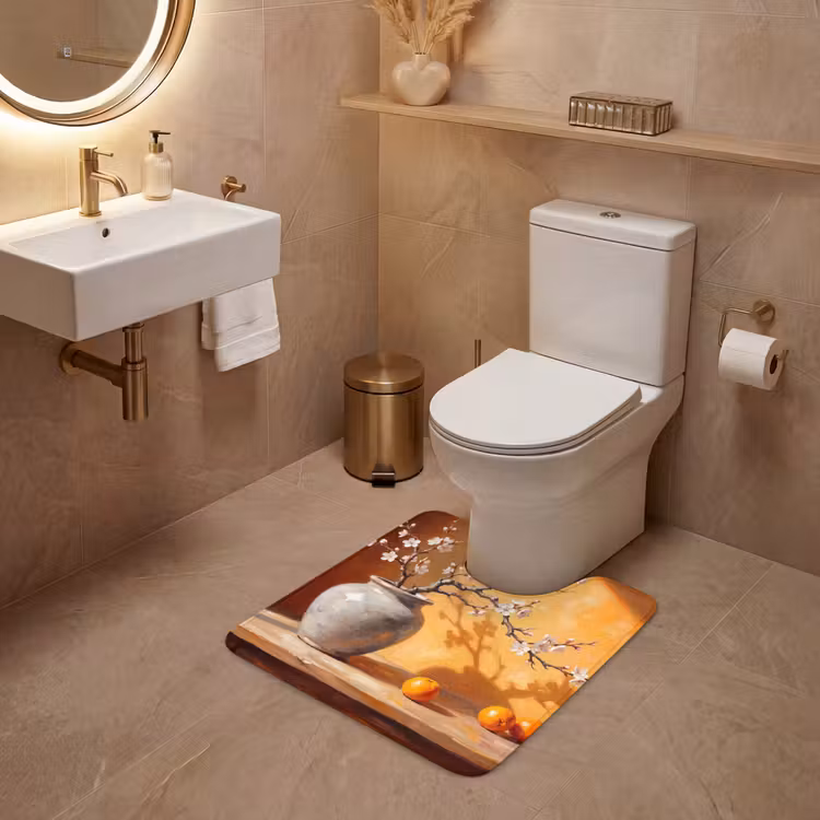 WC Mat - White Flowers - Still Life - Witte bloemen - Stilleven WCmat U-uitsnede middel