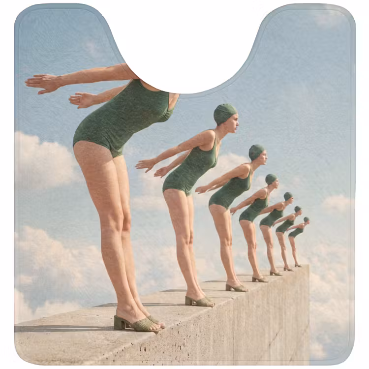 WC Mat - Women - Diving Pose - Clouds - Vrouwen - Duikhouding - Wolken WCmat U-uitsnede middel