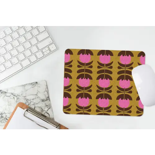 Abstract - Bloemen - Roze muismat rubber klein 262 -witbureau