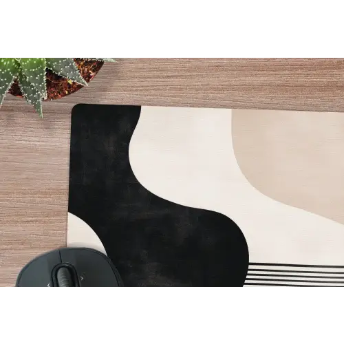Abstract - Japandi - Beige - Modern muismat rubber klein -closeup