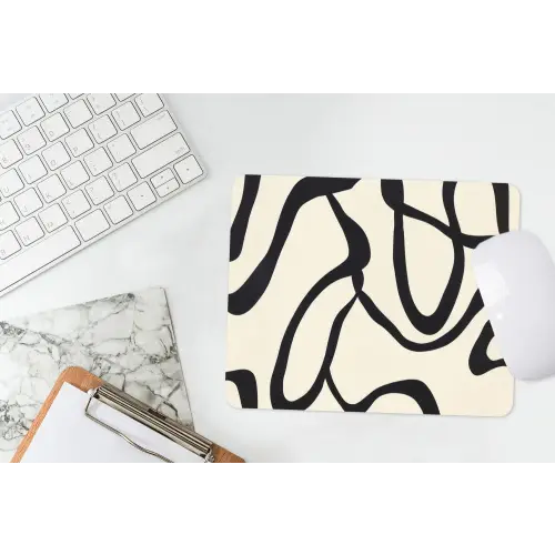 Abstract - Lijnen - Modern - Beige muismat rubber klein -witbureau