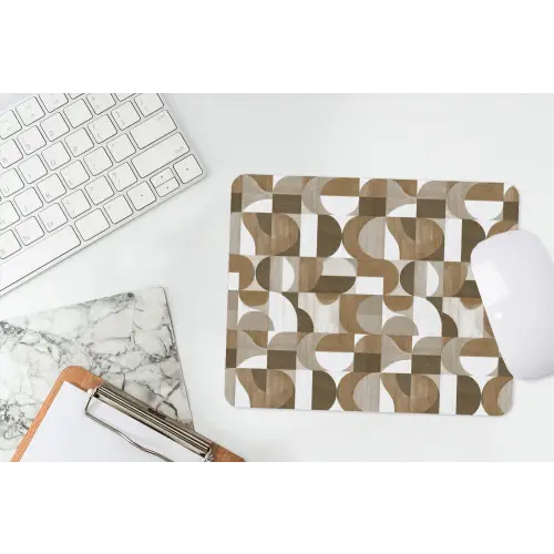 Abstract - Retro - Bruin muismat rubber klein 262 -witbureau