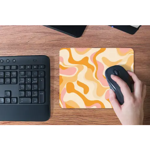 Abstract - Golvend - Oranje muismat rubber klein -toetsenbord