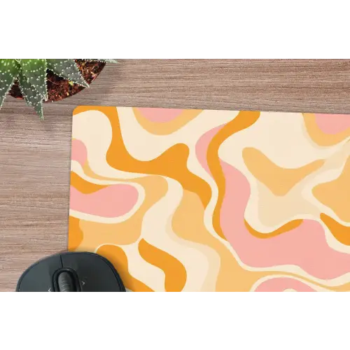 Abstract - Golvend - Oranje muismat rubber klein -closeup