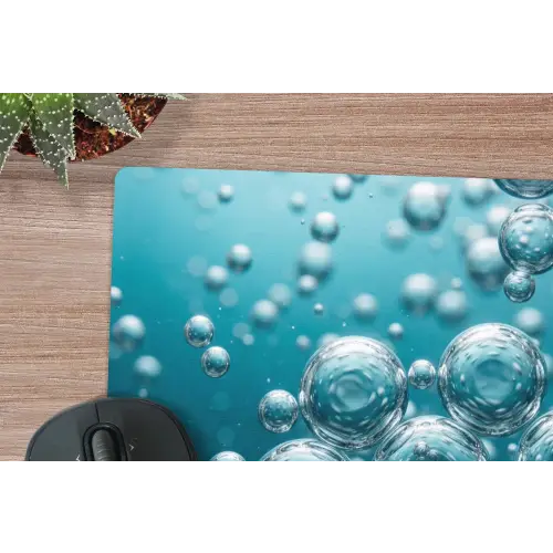 Luchtbellen - Dynamisch - Blauw muismat rubber klein -closeup