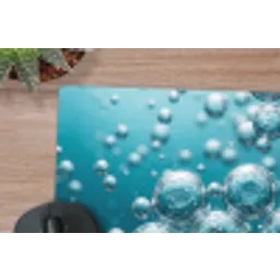 Luchtbellen - Dynamisch - Blauw muismat rubber klein -closeup