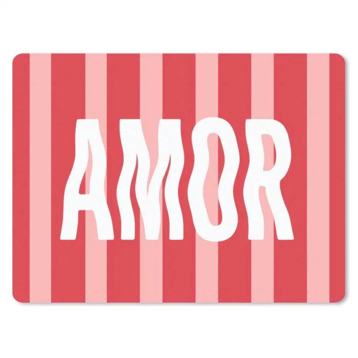 Amor - Strepen - Rood - Roze muismat rubber klein -3d